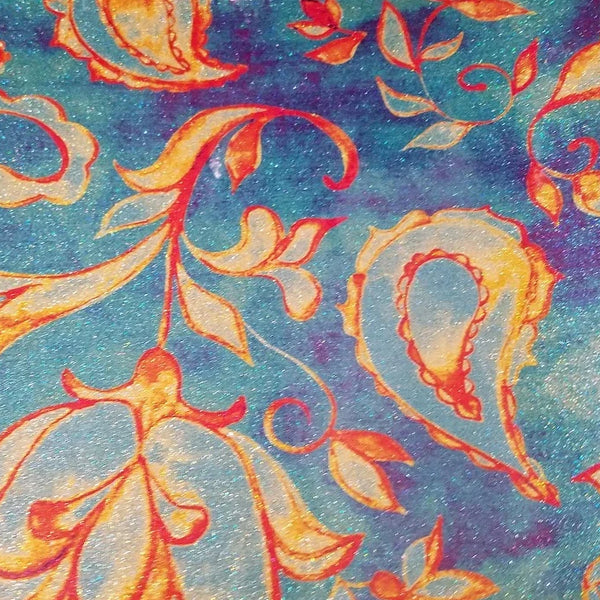 Blue Paisley holographic printed psv craft vinyl
