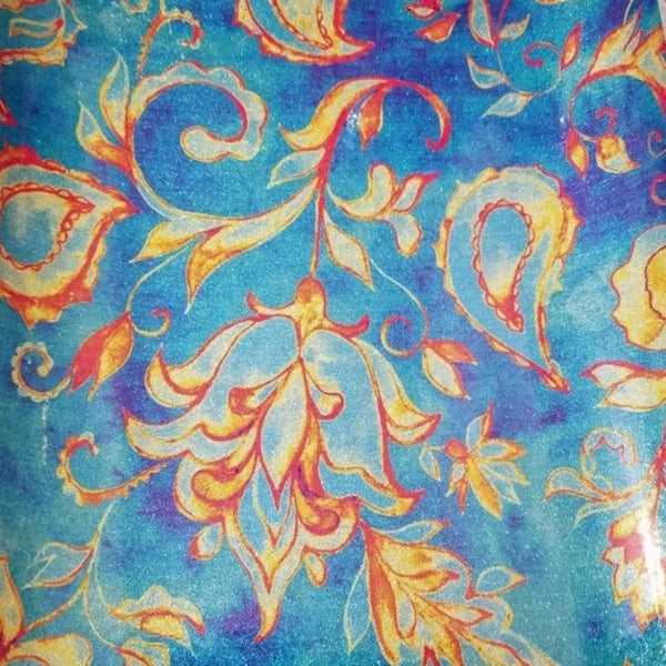 Printed Blue Paisley holographic PSV craft vinyl