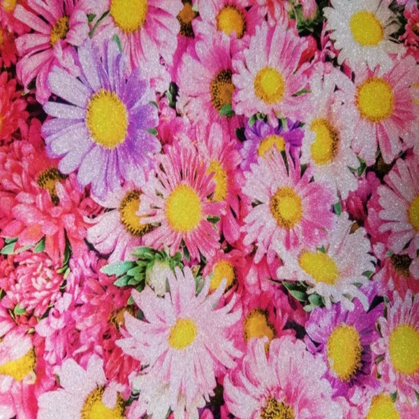 Printed holographic flower pattern PSV craft vinyl