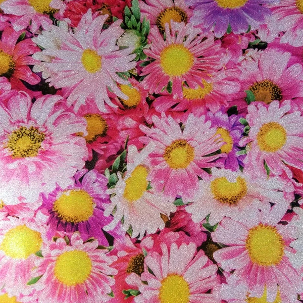 Printed holographic floral PSV craft vinyl