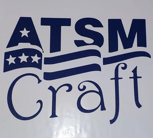 Styletech Blue Denim textured craft vinyl plotted in the ATSM Craft logo