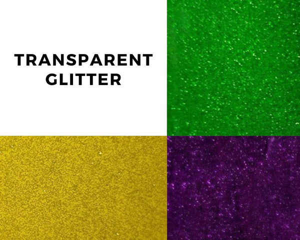 Transparent glitter craft vinyl mardi gras pack